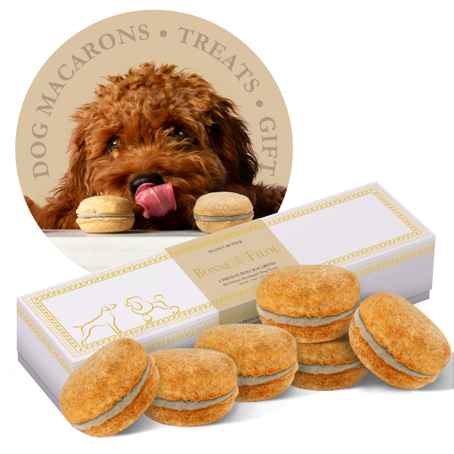 Premium Dog Macarons (Box of 6) - All Natural, Handmade Treats