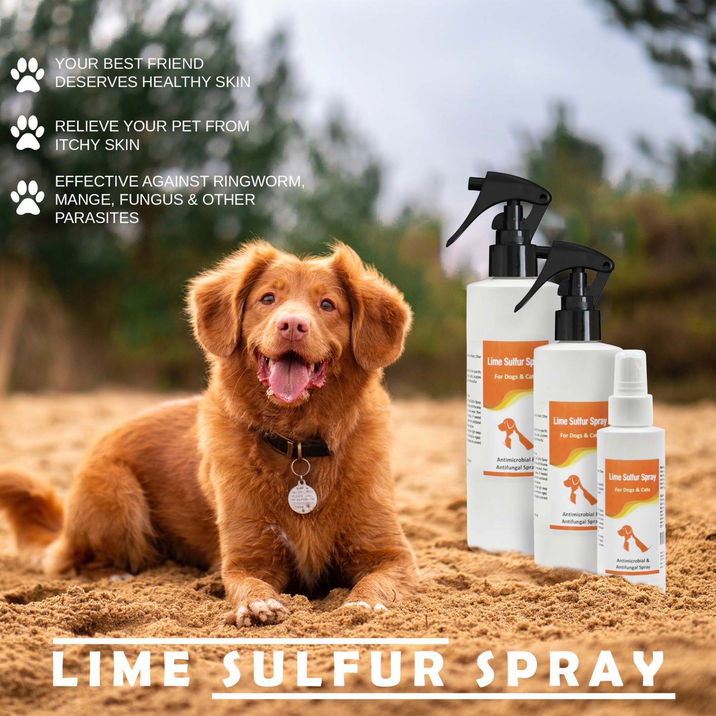 Healthy Paw Life Lime Sulfur Spray - Pet Care for Dry and Itchy Skin - Spotcare and Safe Solution for Dogs, Cats, Puppies, Kittens, and Horses