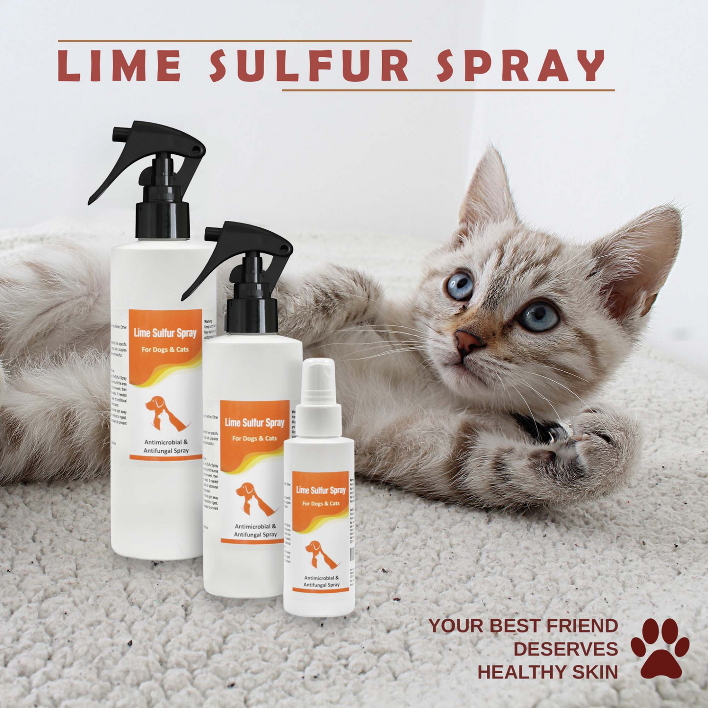 Healthy Paw Life Lime Sulfur Spray - Pet Care for Dry and Itchy Skin - Spotcare and Safe Solution for Dogs, Cats, Puppies, Kittens, and Horses