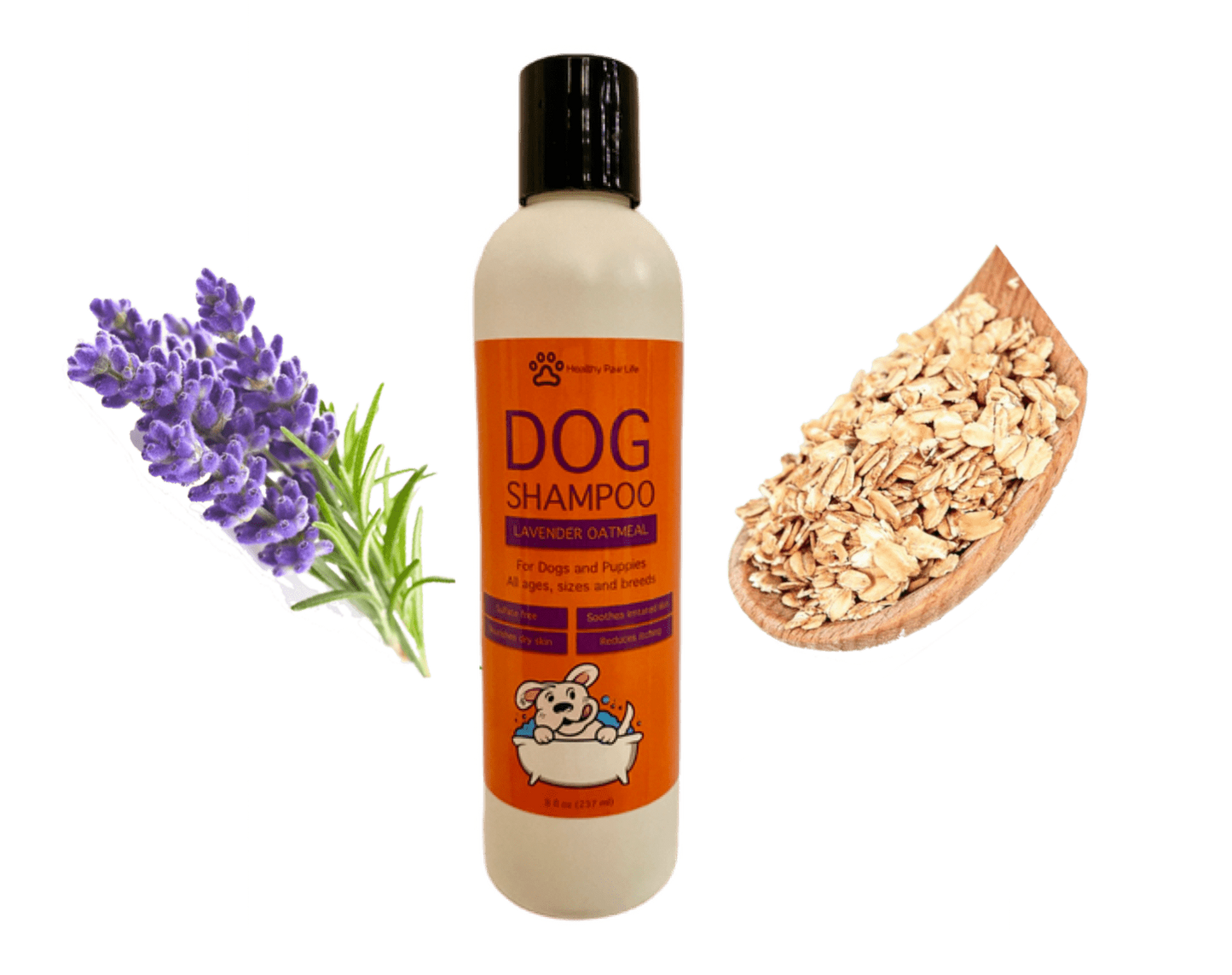 Oatmeal Lavender Pet Shampoo - Soothing Relief for Itchy Dogs, Deodorizes Foul Odor - Made in USA