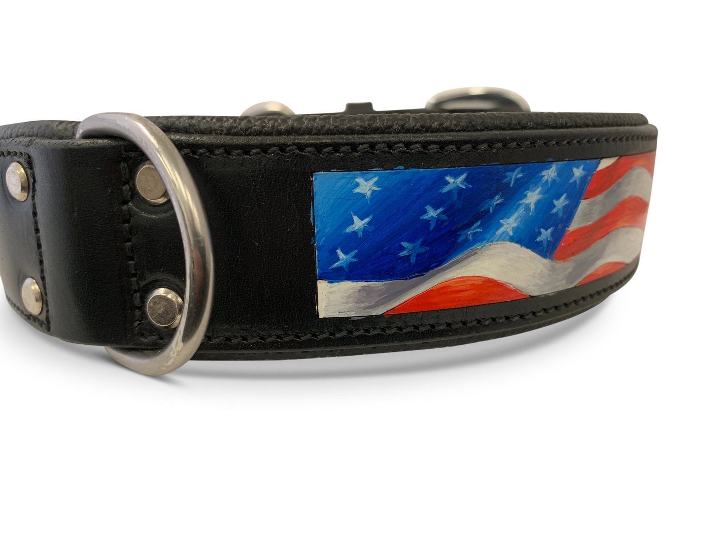 Stars & Stripes - Hand-Painted Argentinean Leather Dog Collar