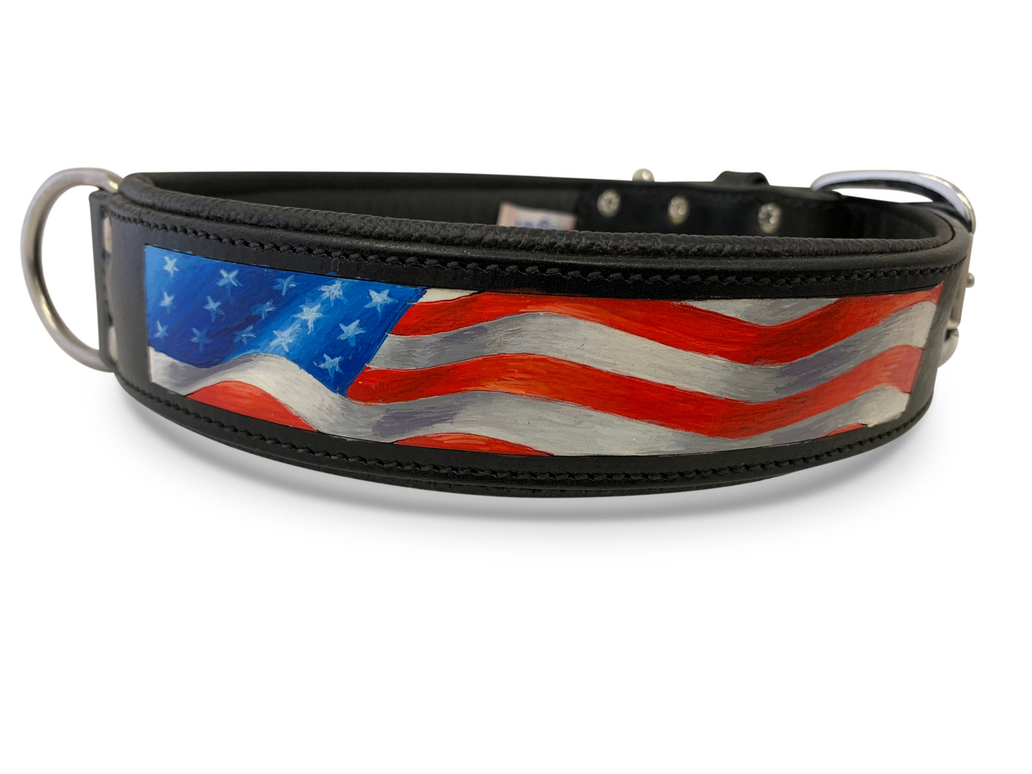 Stars & Stripes - Hand-Painted Argentinean Leather Dog Collar