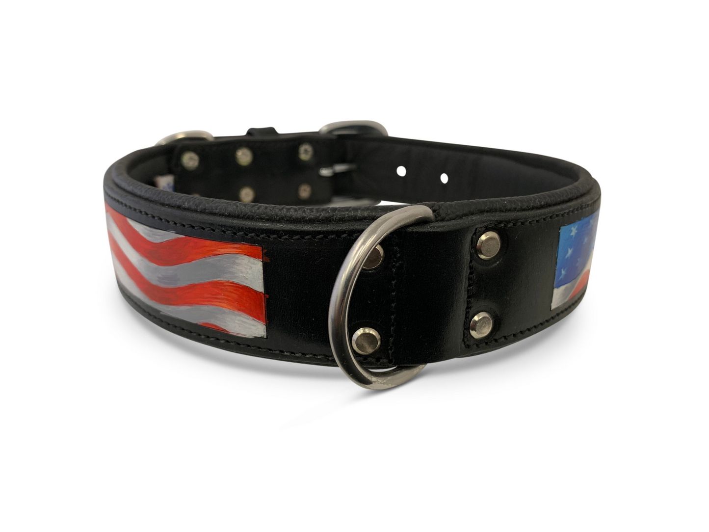 Stars & Stripes - Hand-Painted Argentinean Leather Dog Collar