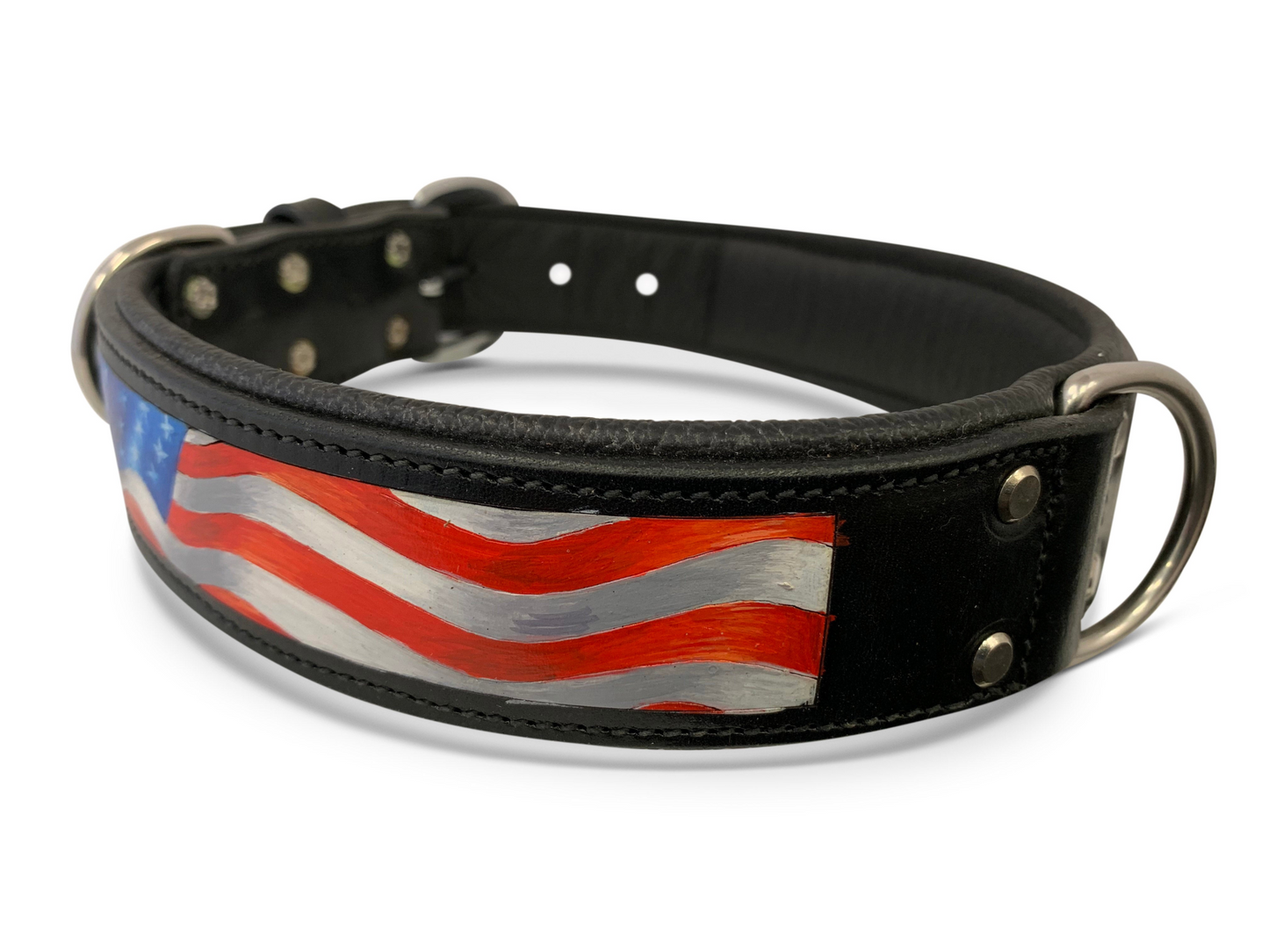 Stars & Stripes - Hand-Painted Argentinean Leather Dog Collar