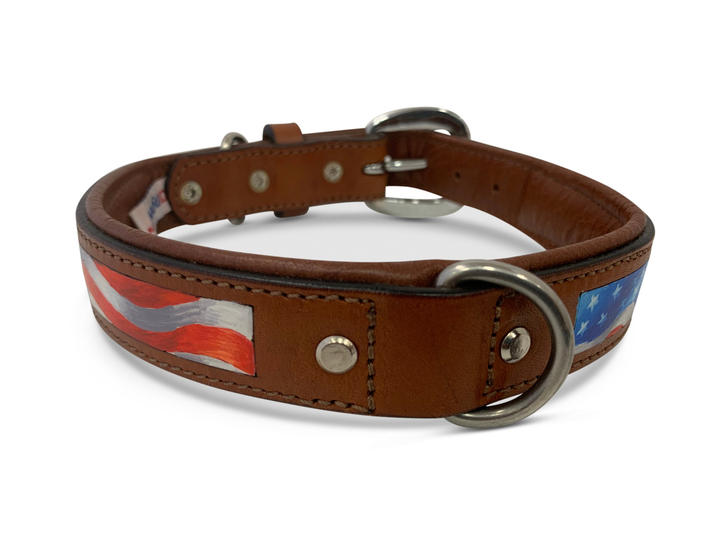 Stars & Stripes - Hand-Painted Argentinean Leather Dog Collar