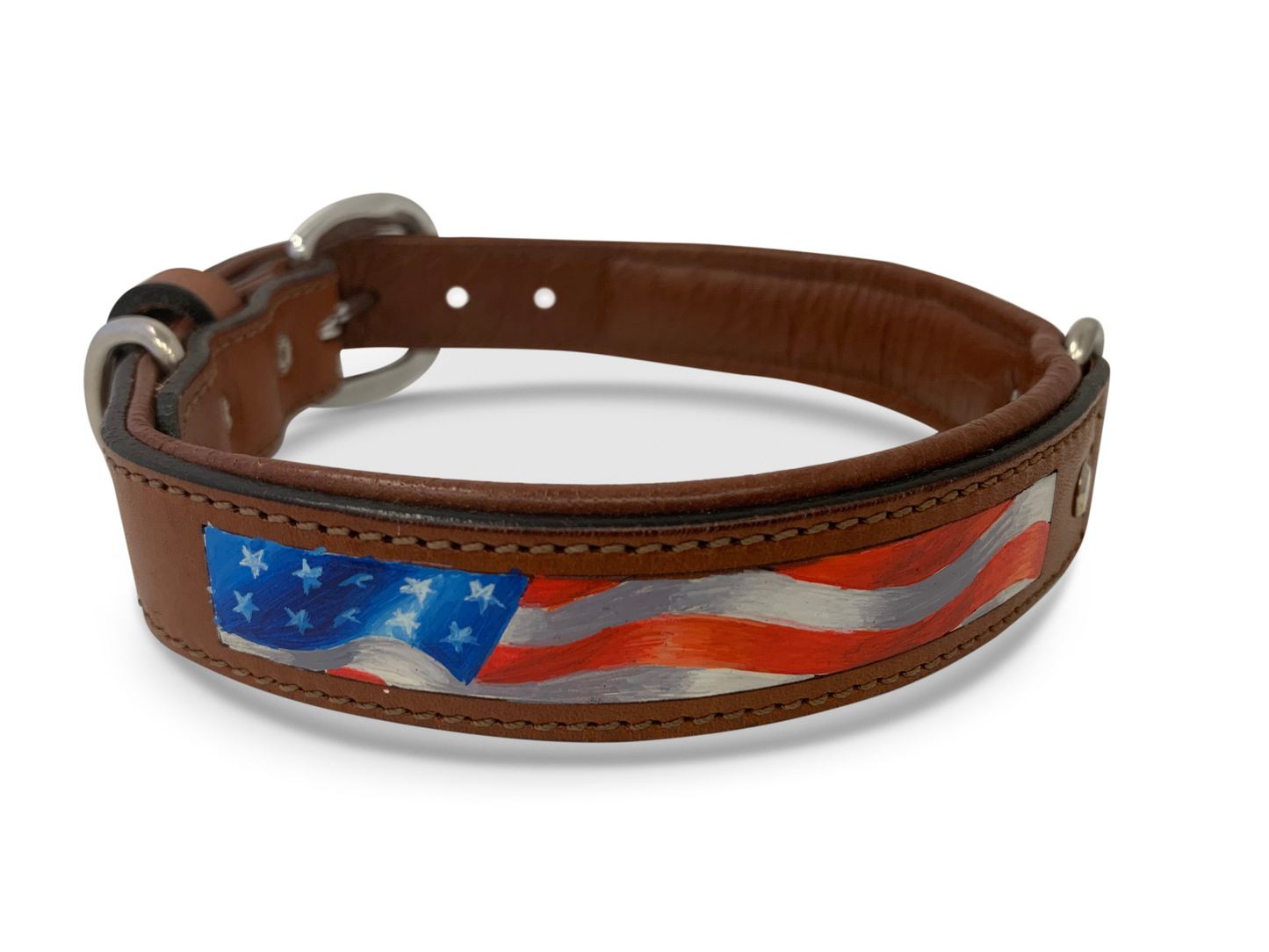 Stars & Stripes - Hand-Painted Argentinean Leather Dog Collar