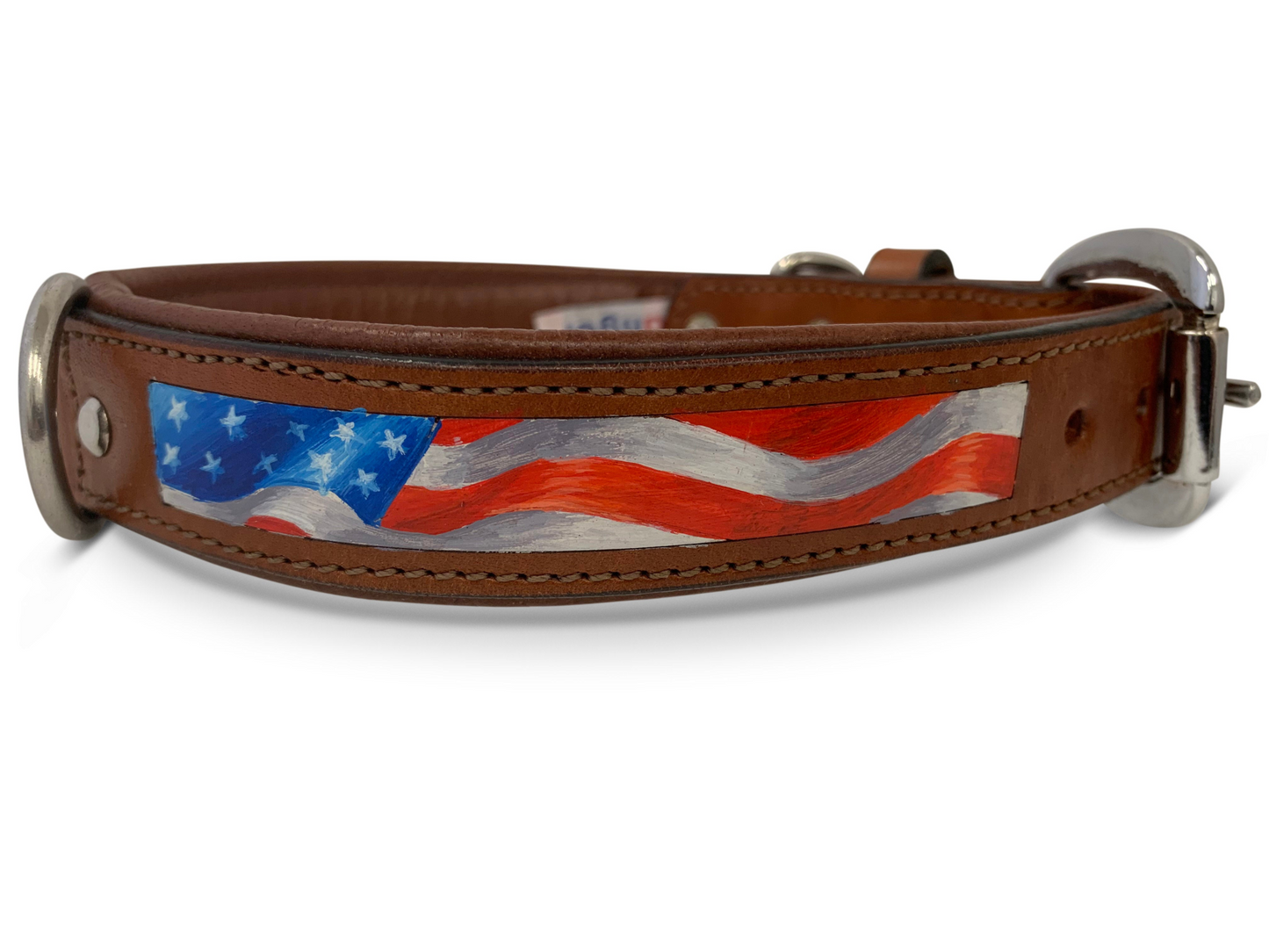 Stars & Stripes - Hand-Painted Argentinean Leather Dog Collar