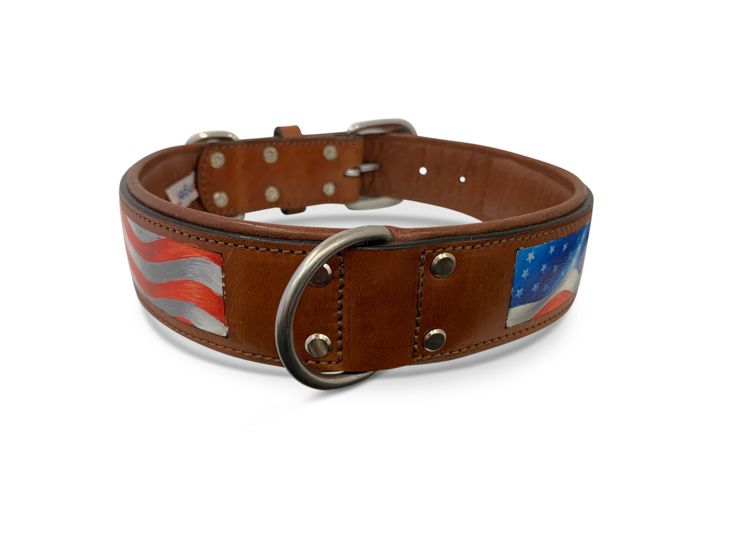 Stars & Stripes - Hand-Painted Argentinean Leather Dog Collar