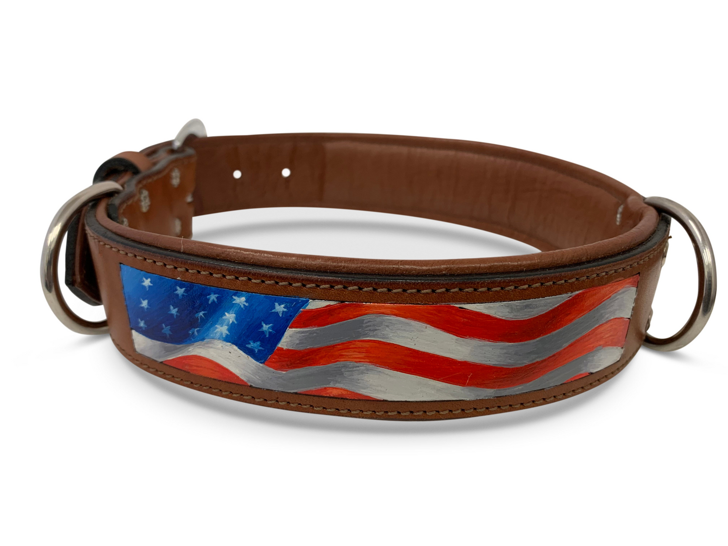 Stars & Stripes - Hand-Painted Argentinean Leather Dog Collar