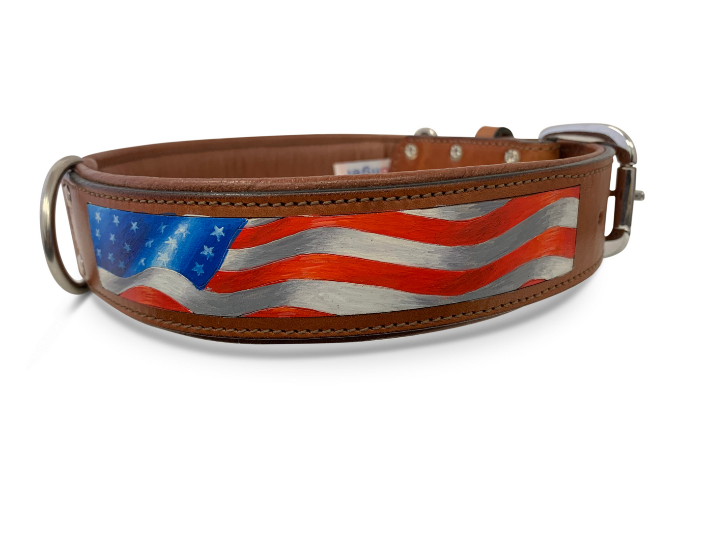 Stars & Stripes - Hand-Painted Argentinean Leather Dog Collar