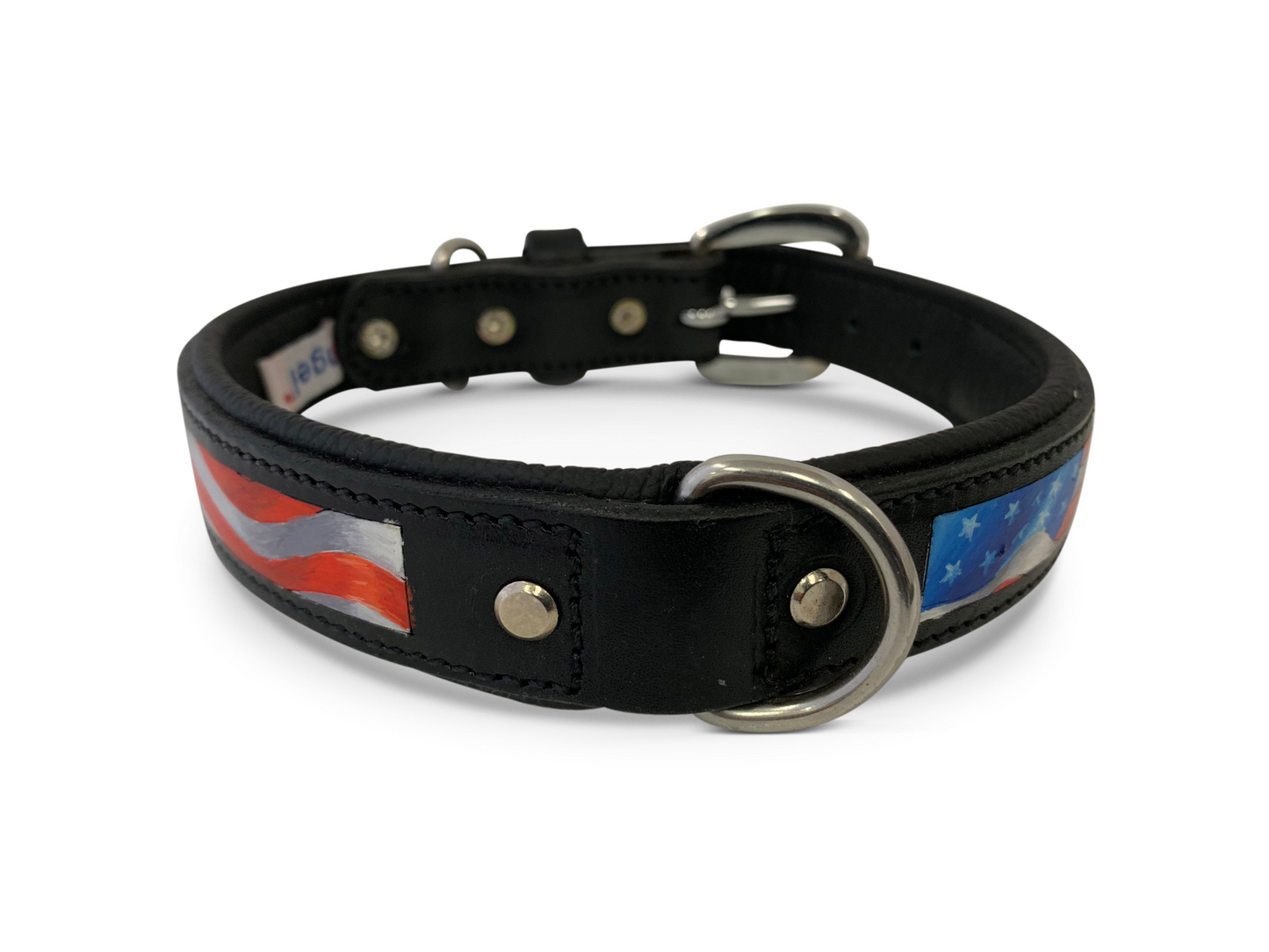 Stars & Stripes - Hand-Painted Argentinean Leather Dog Collar