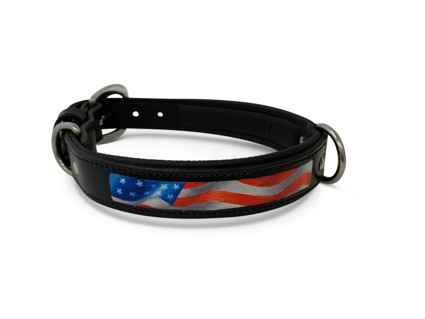 Stars & Stripes - Hand-Painted Argentinean Leather Dog Collar