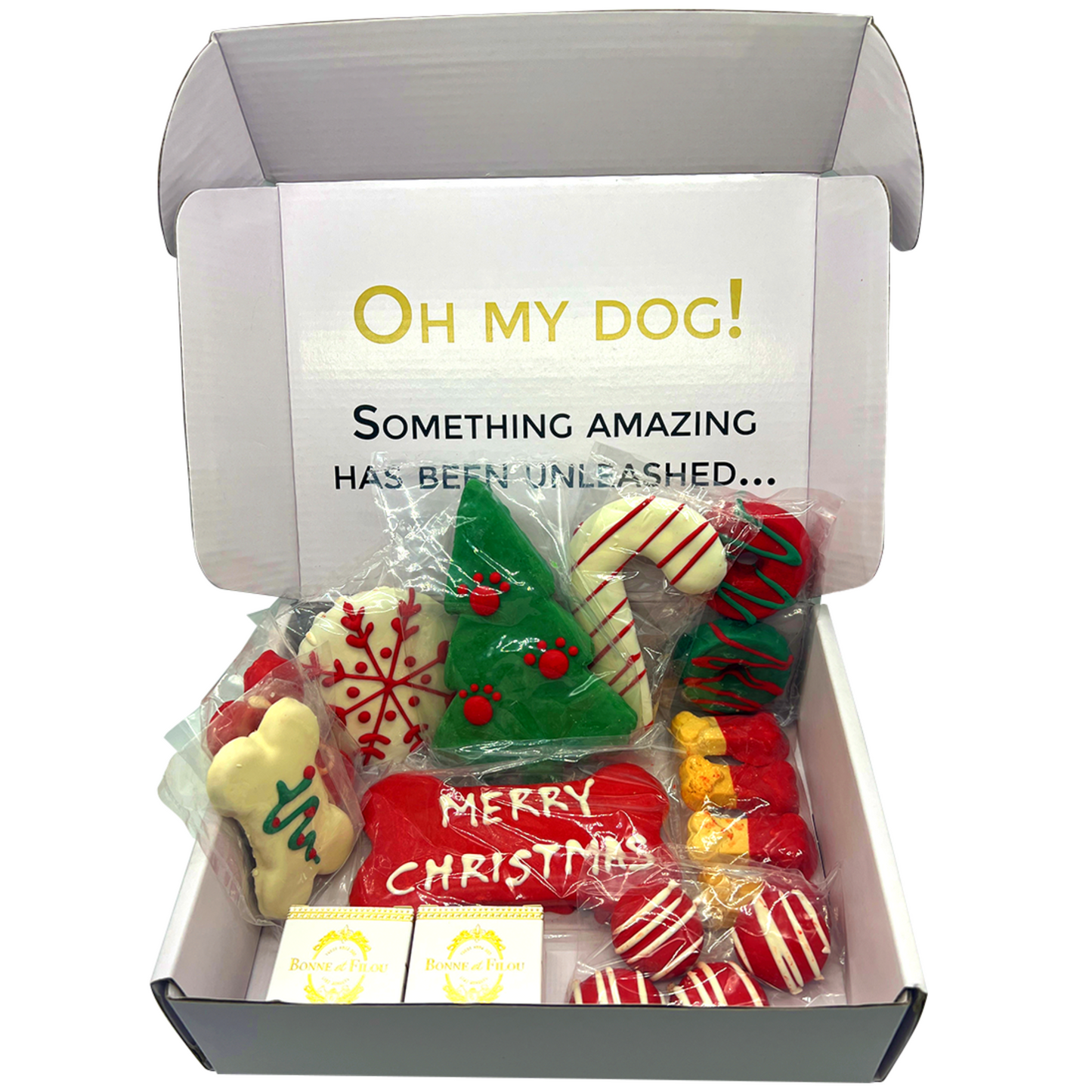 Christmas Themed Dog Treats Gift Box - Premium Handmade Holiday Treats for Dogs - Limited Edition