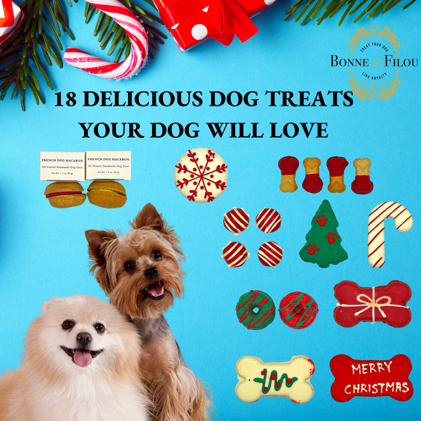 Christmas Themed Dog Treats Gift Box - Premium Handmade Holiday Treats for Dogs - Limited Edition