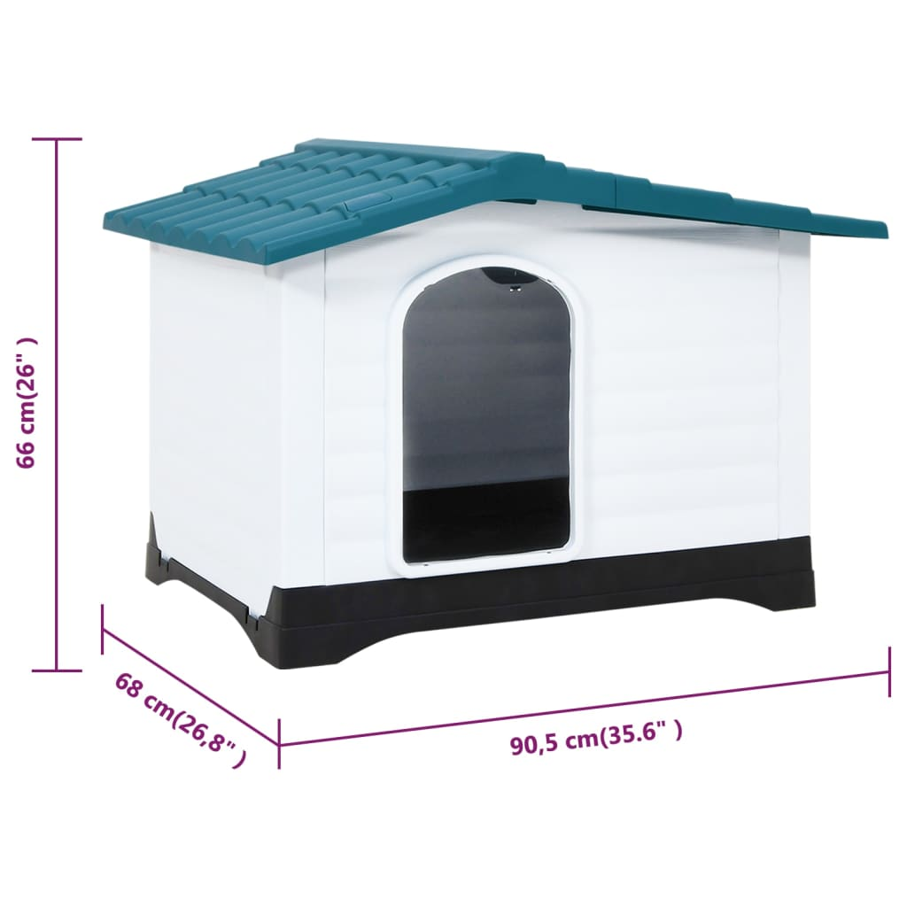 vidaXL Dog House Blue 35.6"x26.8"x26" Polypropylene - Durable Outdoor Shelter for Your Furry Friend