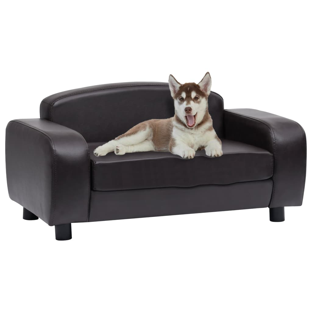 vidaXL Dog Sofa Brown 31.5"x19.7"x15.7" Faux Leather - Comfortable Pet Couch for Small Dogs and Cats