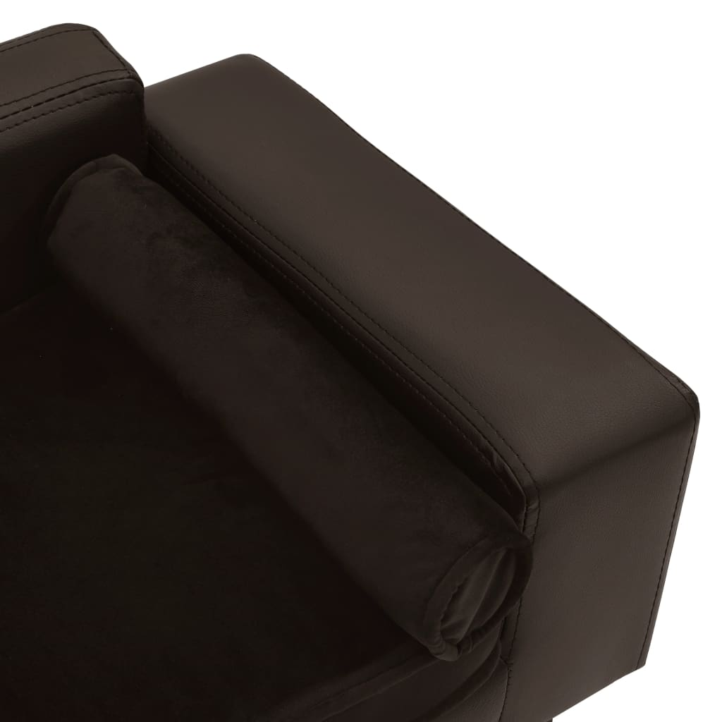 vidaXL Dog Sofa Brown 31.9"x16.9"x12.2" Plush and Faux Leather - Comfortable Pet Furniture