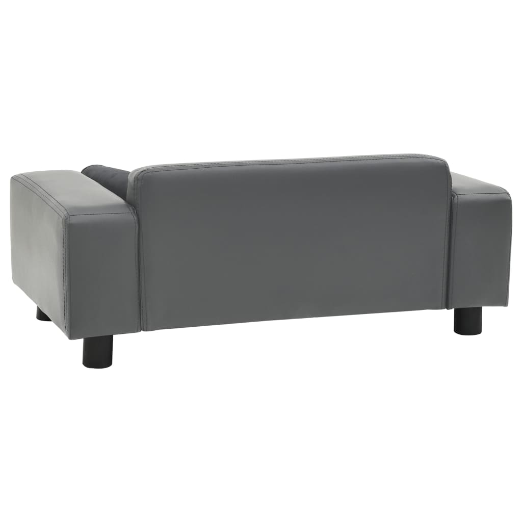 vidaXL Dog Sofa Gray 31.9"x16.9"x12.2" Plush and Faux Leather - Stylish & Comfortable Pet Furniture