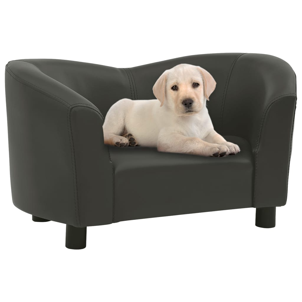 vidaXL Dark Gray Faux Leather Dog Sofa 26.4"x16.1"x15.4" - Perfect for Small Dogs and Cats