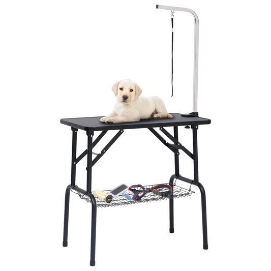 vidaXL Adjustable Dog Grooming Table with 1 Loop and Basket - Stable, Foldable, and Convenient