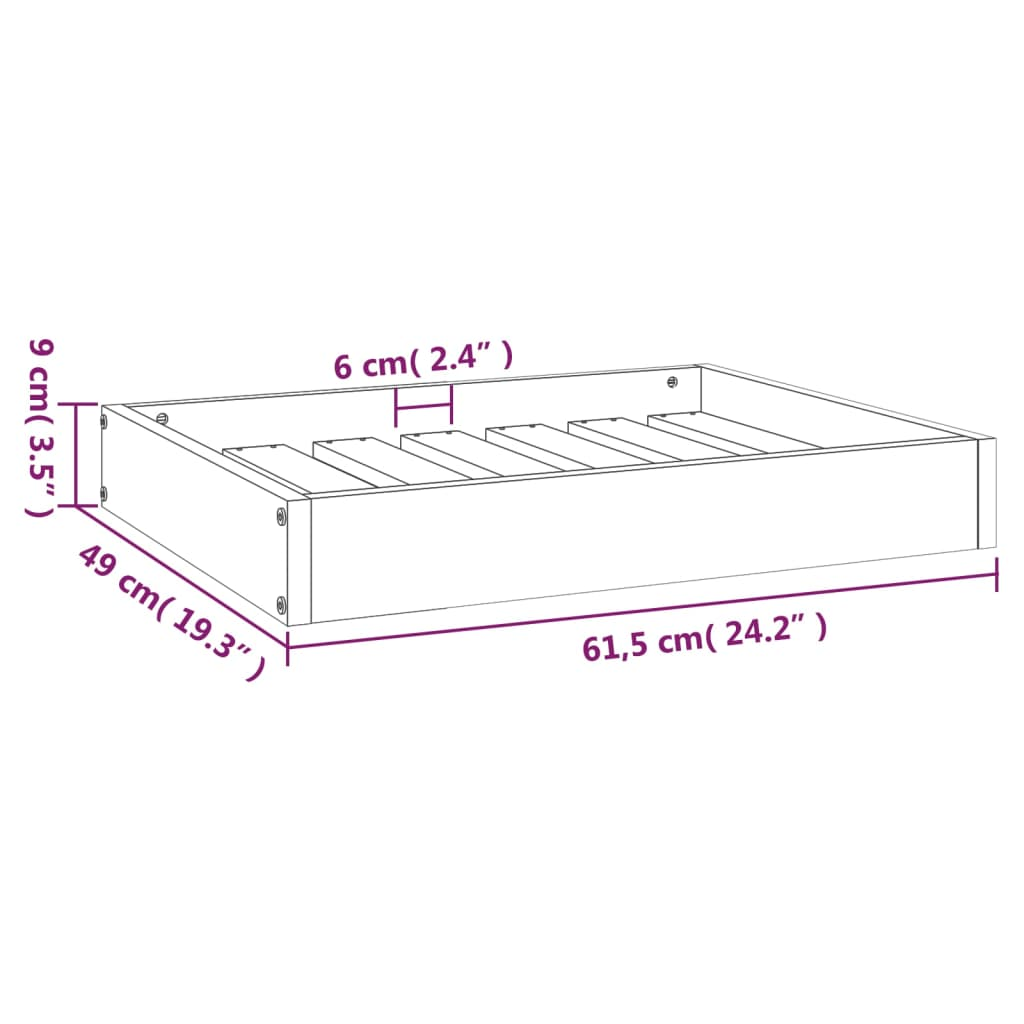 vidaXL Solid Wood Pine Dog Bed 24.2"x19.3"x3.5" - Durable & Stylish Pet Furniture