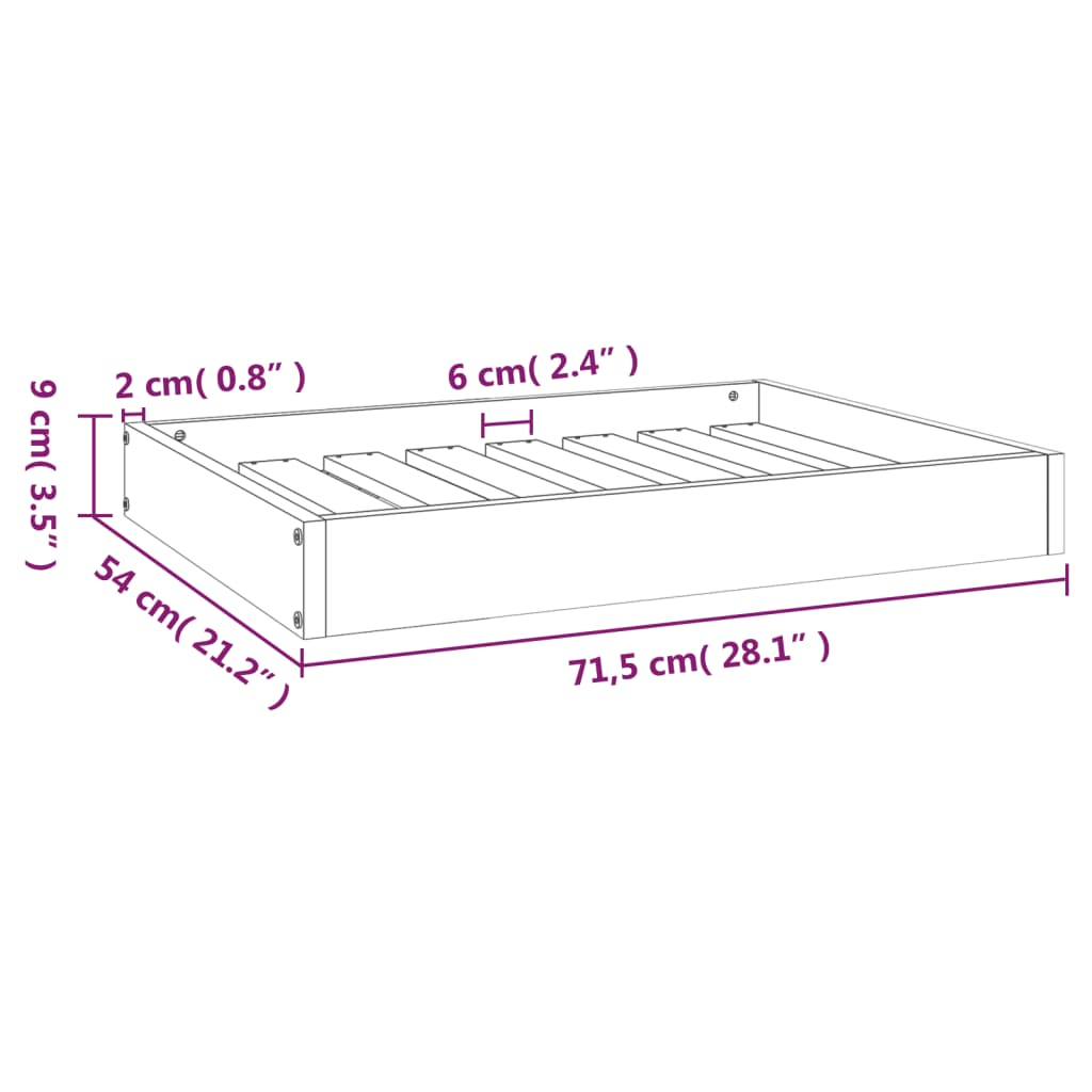 vidaXL Solid Pine Wood Dog Bed 28.1"x21.3"x3.5" - Comfortable & Sturdy Pet Furniture