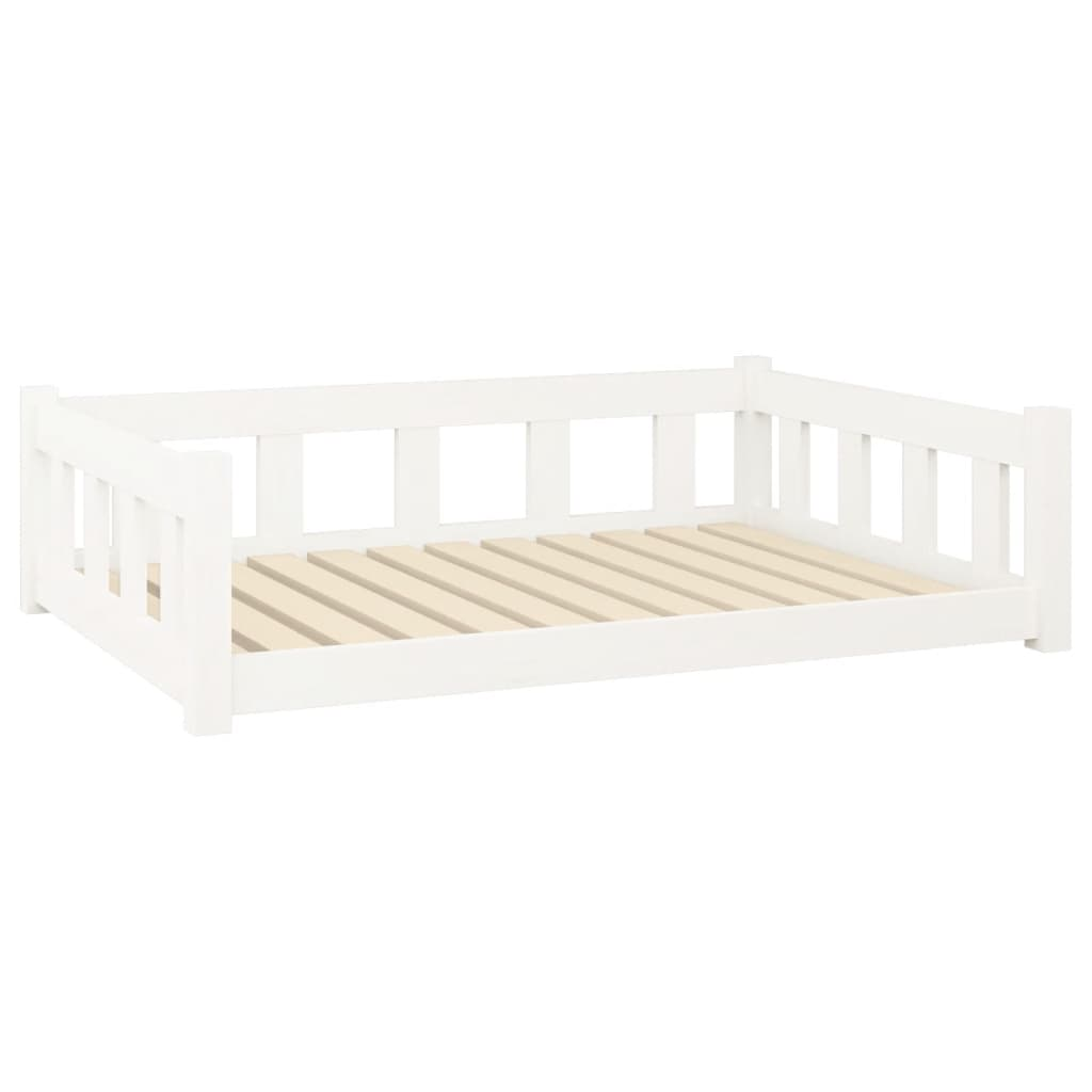 vidaXL Solid Wood Pine Dog Bed - White 41.5"x29.7"x11" - Comfortable & Stylish Pet Furniture