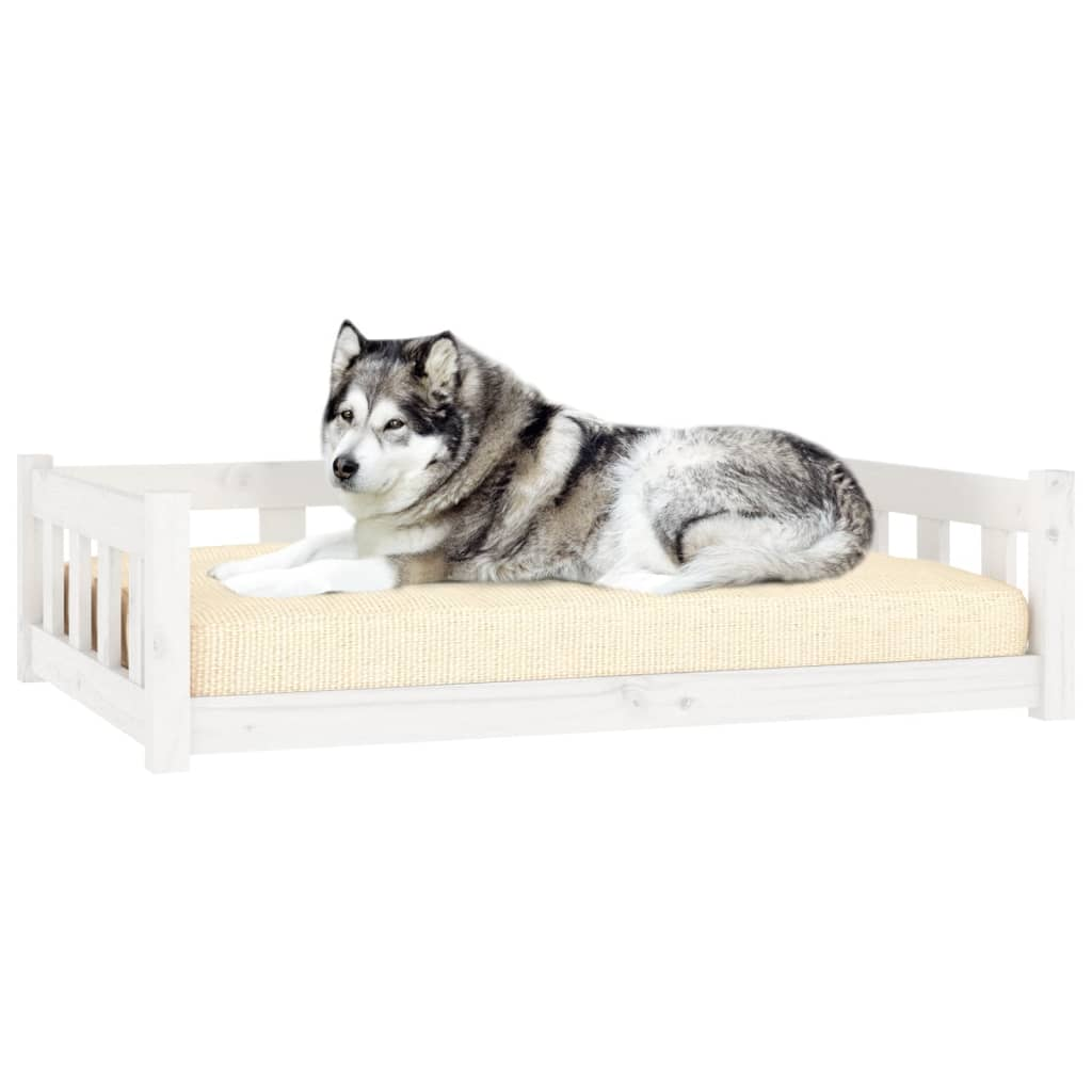 vidaXL Solid Wood Pine Dog Bed - White 41.5"x29.7"x11" - Comfortable & Stylish Pet Furniture