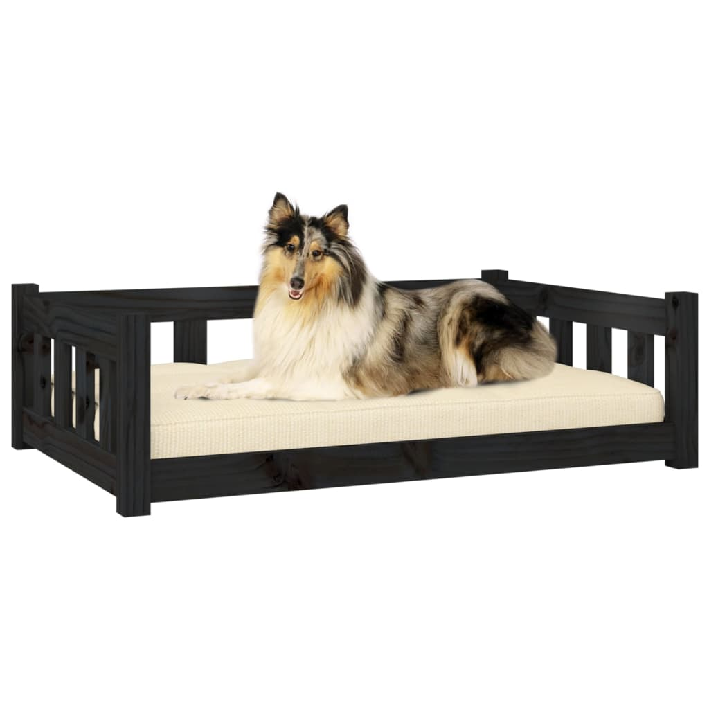 vidaXL Solid Wood Pine Dog Bed in Black - 37.6"x25.8"x11" | Stylish & Comfortable Pet Furniture