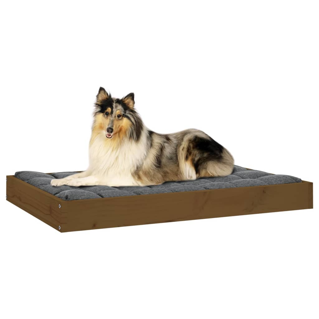 vidaXL Wooden Dog Bed in Honey Brown - Solid Pine Wood, 36"x25.2"x3.5"