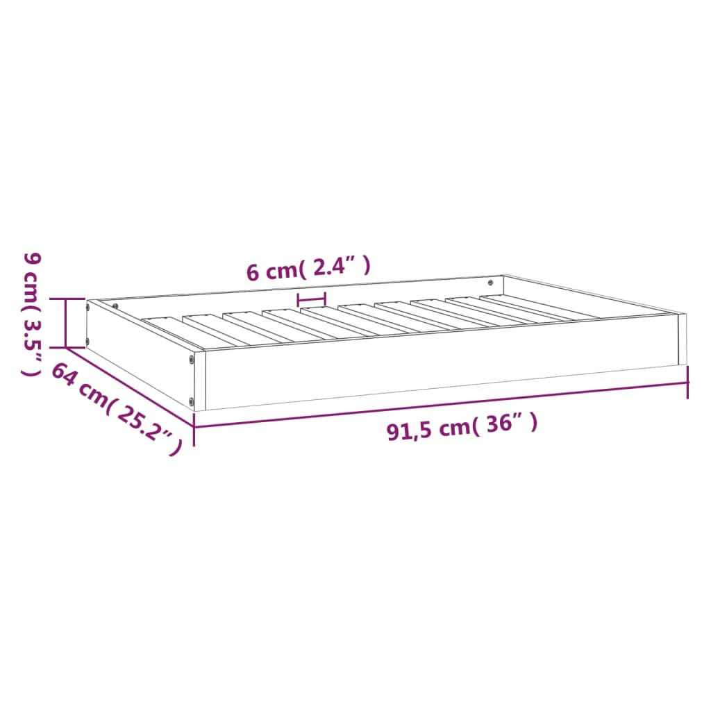 vidaXL Wooden Dog Bed in Honey Brown - Solid Pine Wood, 36"x25.2"x3.5"