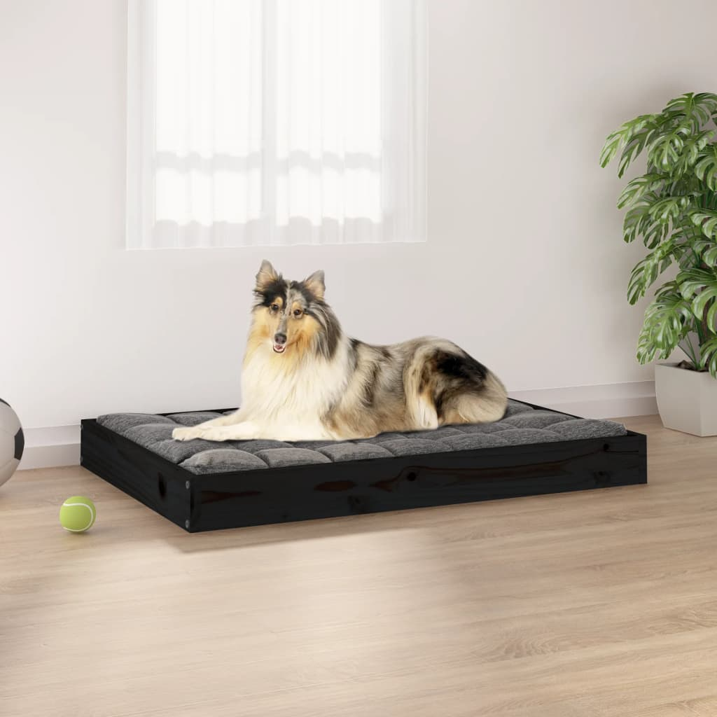 vidaXL Dog Bed Black 36"x25.2"x3.5" | Solid Pine Wood | Durable & Stylish