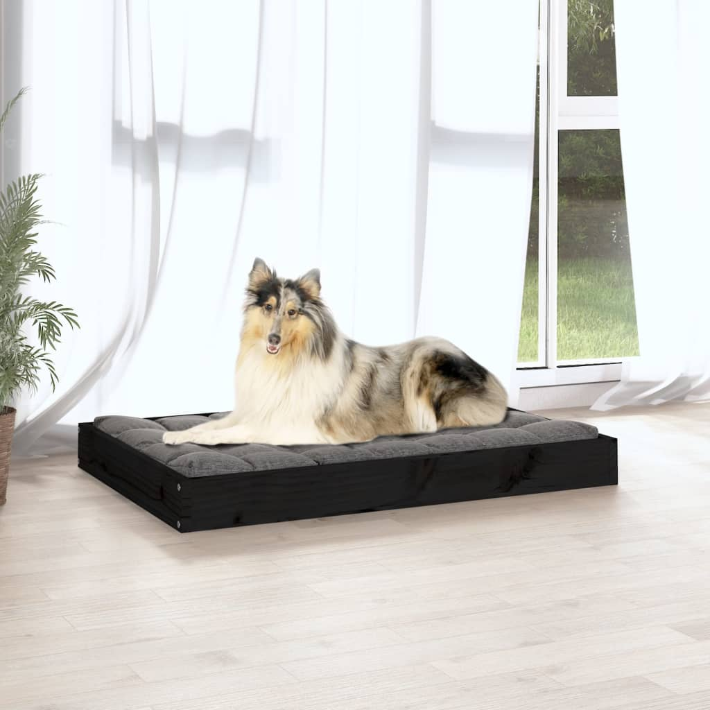 vidaXL Dog Bed Black 36"x25.2"x3.5" | Solid Pine Wood | Durable & Stylish