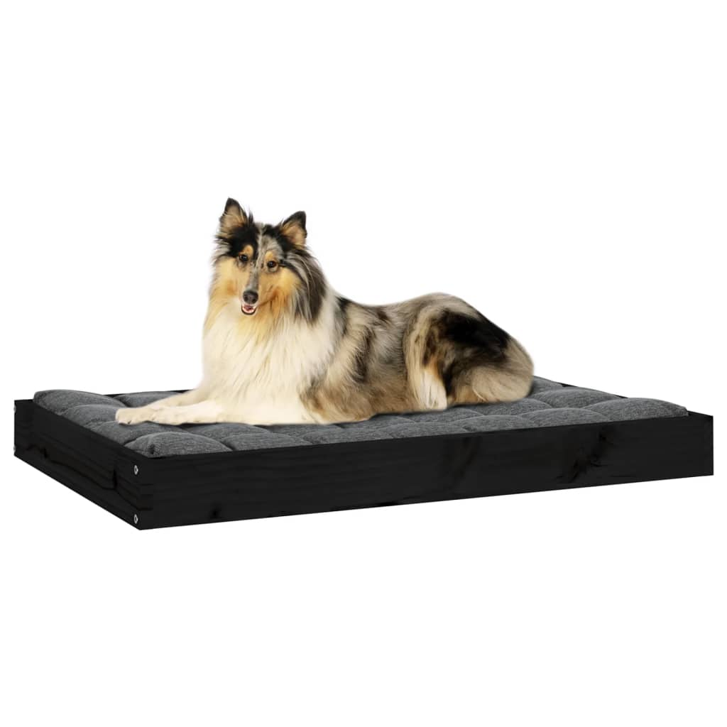 vidaXL Dog Bed Black 36"x25.2"x3.5" | Solid Pine Wood | Durable & Stylish