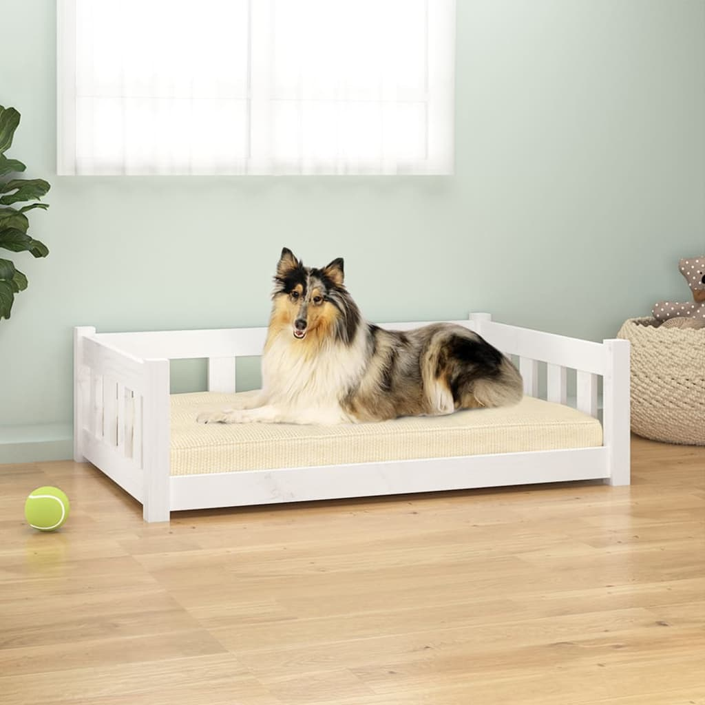 vidaXL Dog Bed White 37.6"x25.8"x11" - Solid Wood Pine - Stylish & Comfortable