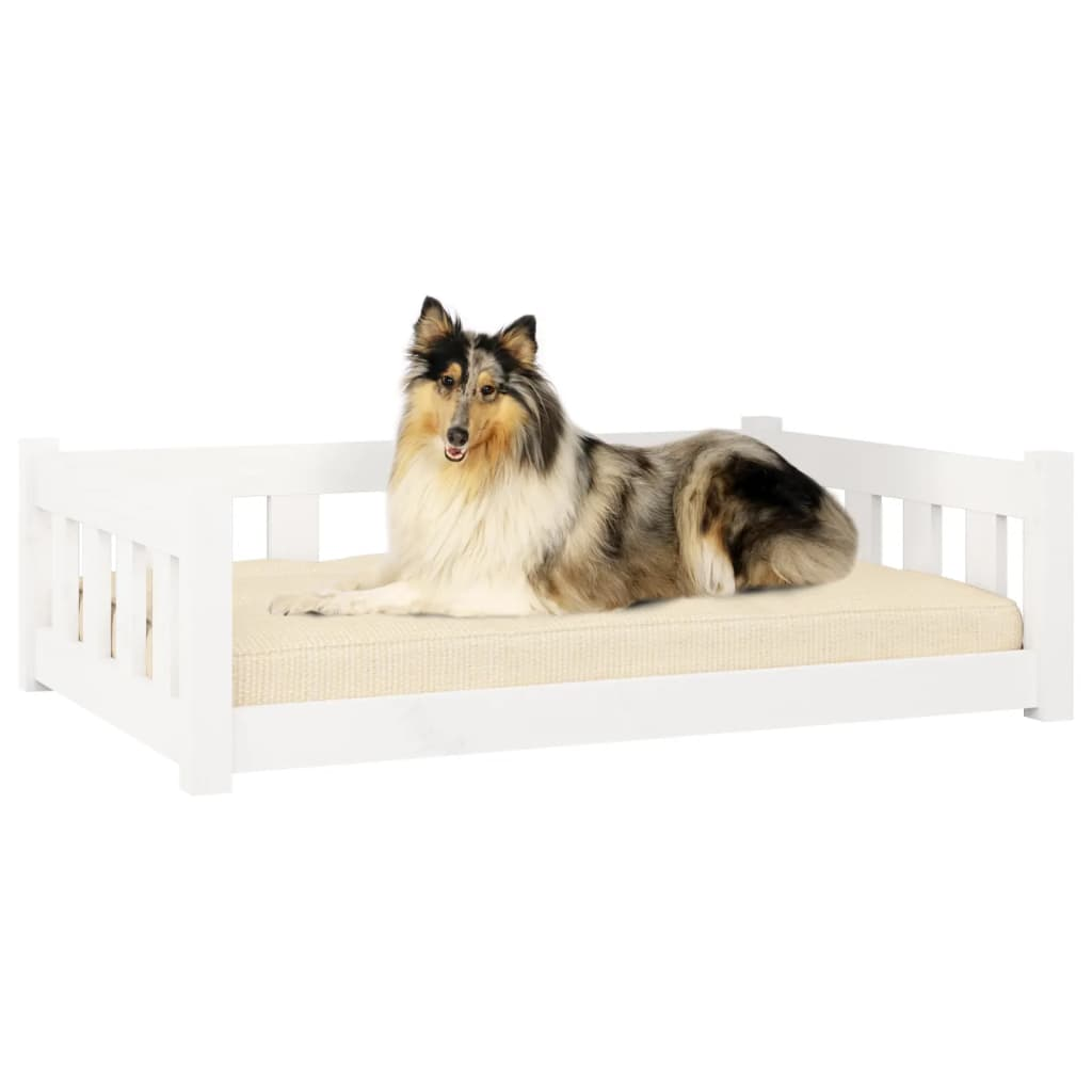 vidaXL Dog Bed White 37.6"x25.8"x11" - Solid Wood Pine - Stylish & Comfortable