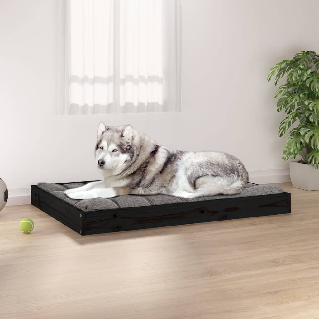 vidaXL Wooden Dog Bed - Premium Solid Pine Wood, Black, 40" x 29.1" x 3.5" - Comfortable & Stylish