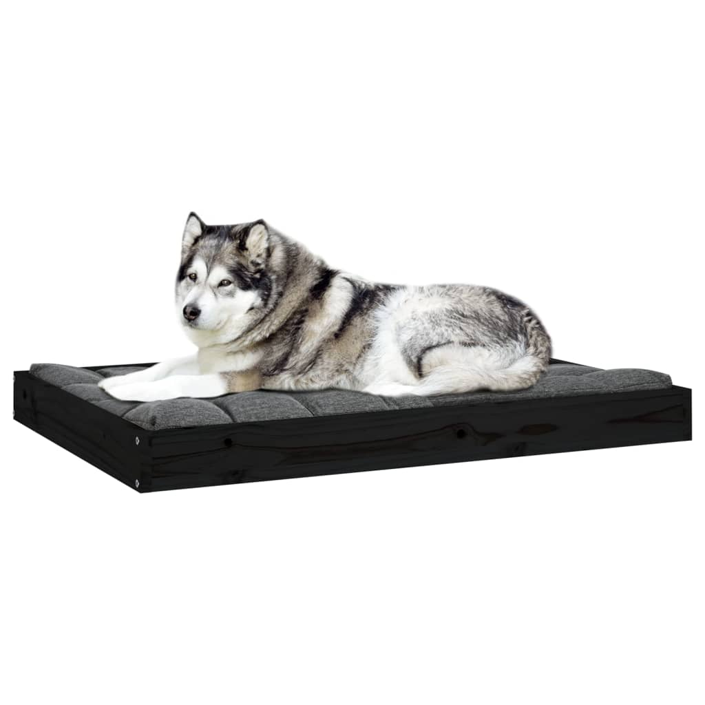 vidaXL Wooden Dog Bed - Premium Solid Pine Wood, Black, 40" x 29.1" x 3.5" - Comfortable & Stylish