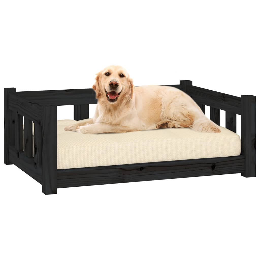 vidaXL Dog Bed Black 29.7"x21.9"x11" Solid Wood Pine - Comfortable and Stylish