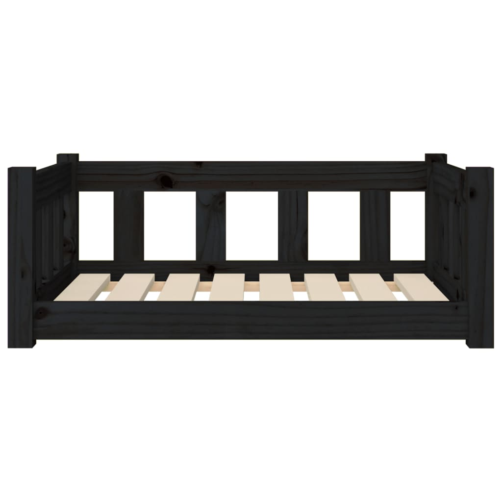 vidaXL Dog Bed Black 29.7"x21.9"x11" Solid Wood Pine - Comfortable and Stylish