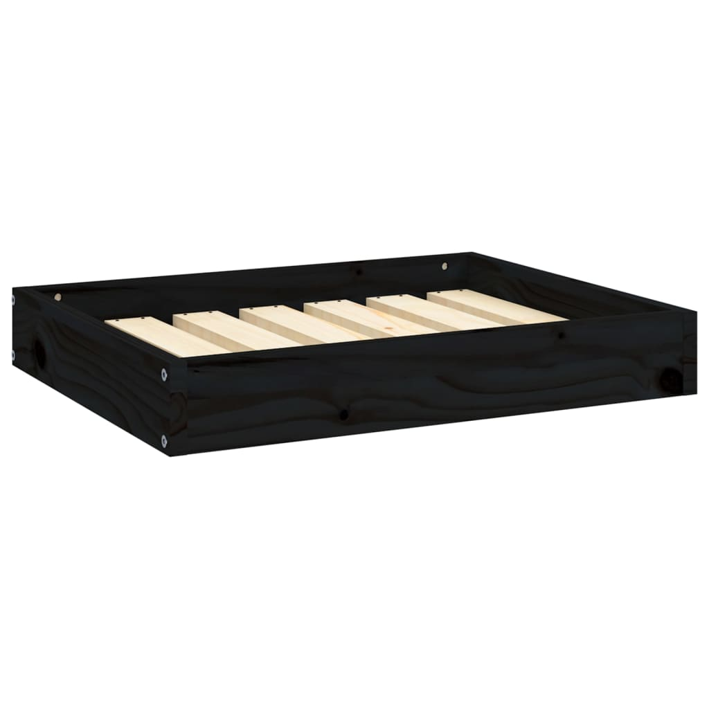 vidaXL Black Dog Bed 24.2"x19.3"x3.5" - Solid Pine Wood, Sturdy & Stylish