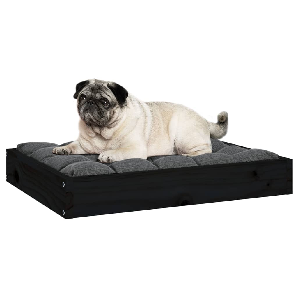 vidaXL Black Dog Bed 24.2"x19.3"x3.5" - Solid Pine Wood, Sturdy & Stylish