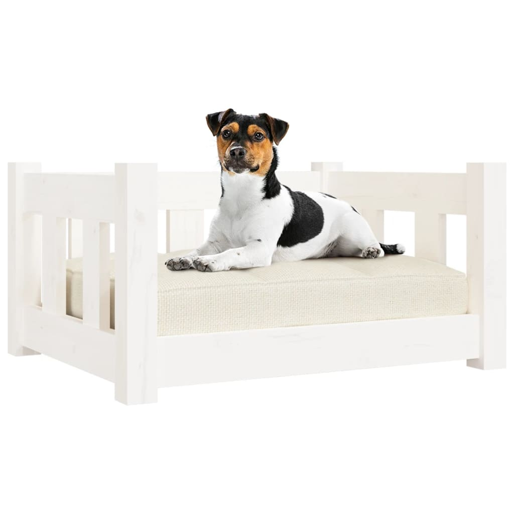 vidaXL Dog Bed White 21.9"x17.9"x11" | Solid Pine Wood Comfortable Pet Furniture