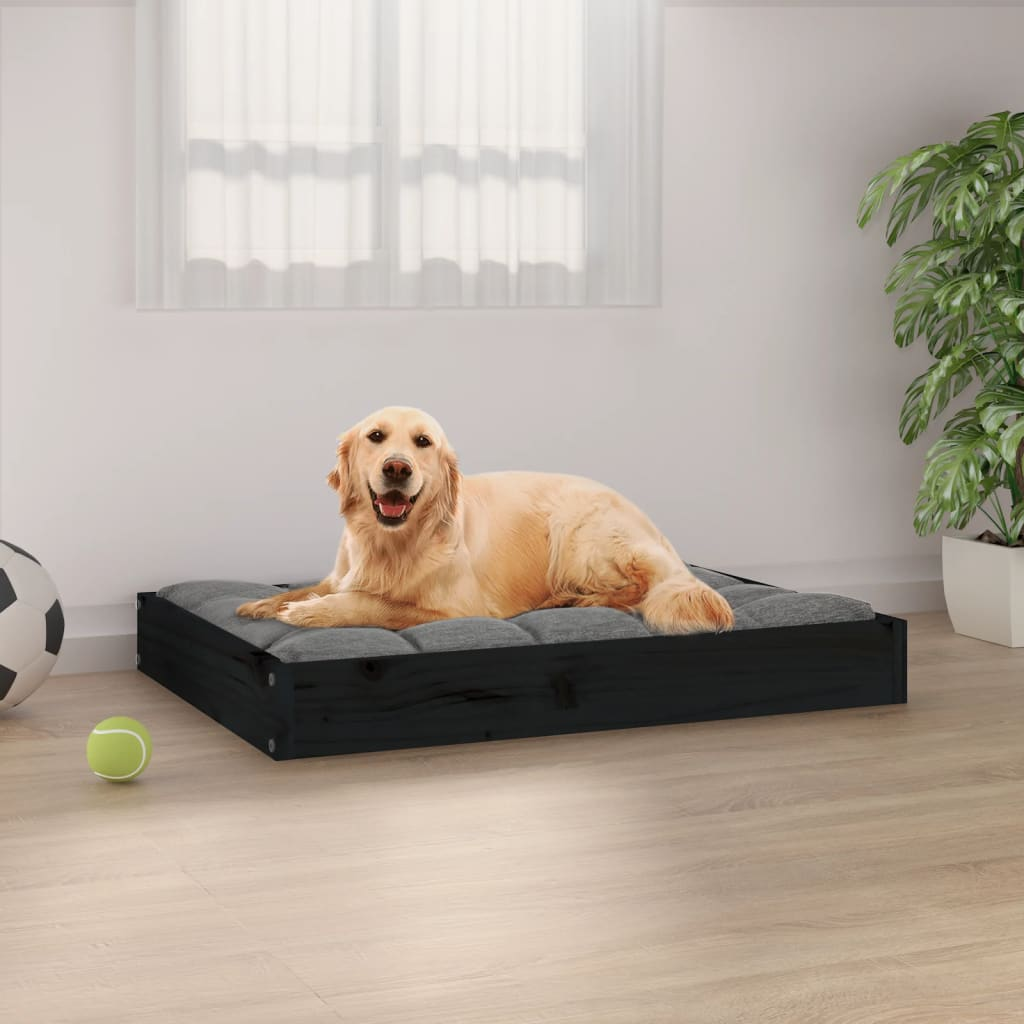 vidaXL Dog Bed Black 28.1"x21.3"x3.5" Solid Wood Pine - Comfortable and Stylish