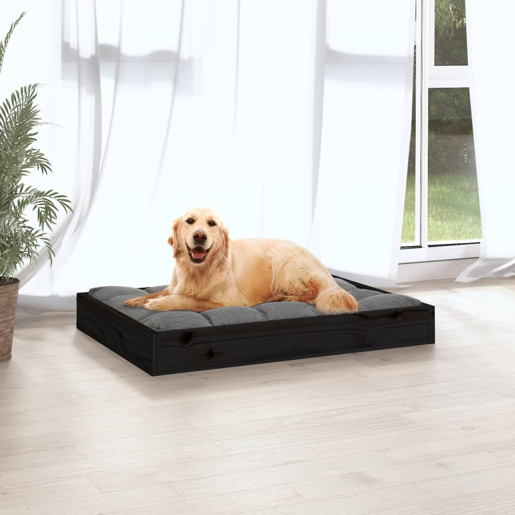 vidaXL Dog Bed Black 28.1"x21.3"x3.5" Solid Wood Pine - Comfortable and Stylish