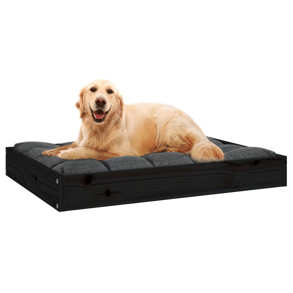 vidaXL Dog Bed Black 28.1"x21.3"x3.5" Solid Wood Pine - Comfortable and Stylish