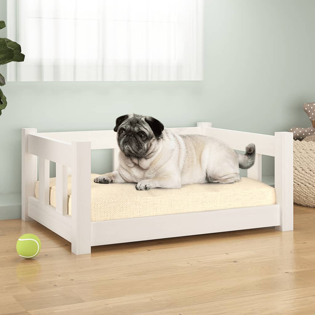 vidaXL Dog Bed White 25.8"x19.9"x11" | Solid Wood Pine Pet Sofa