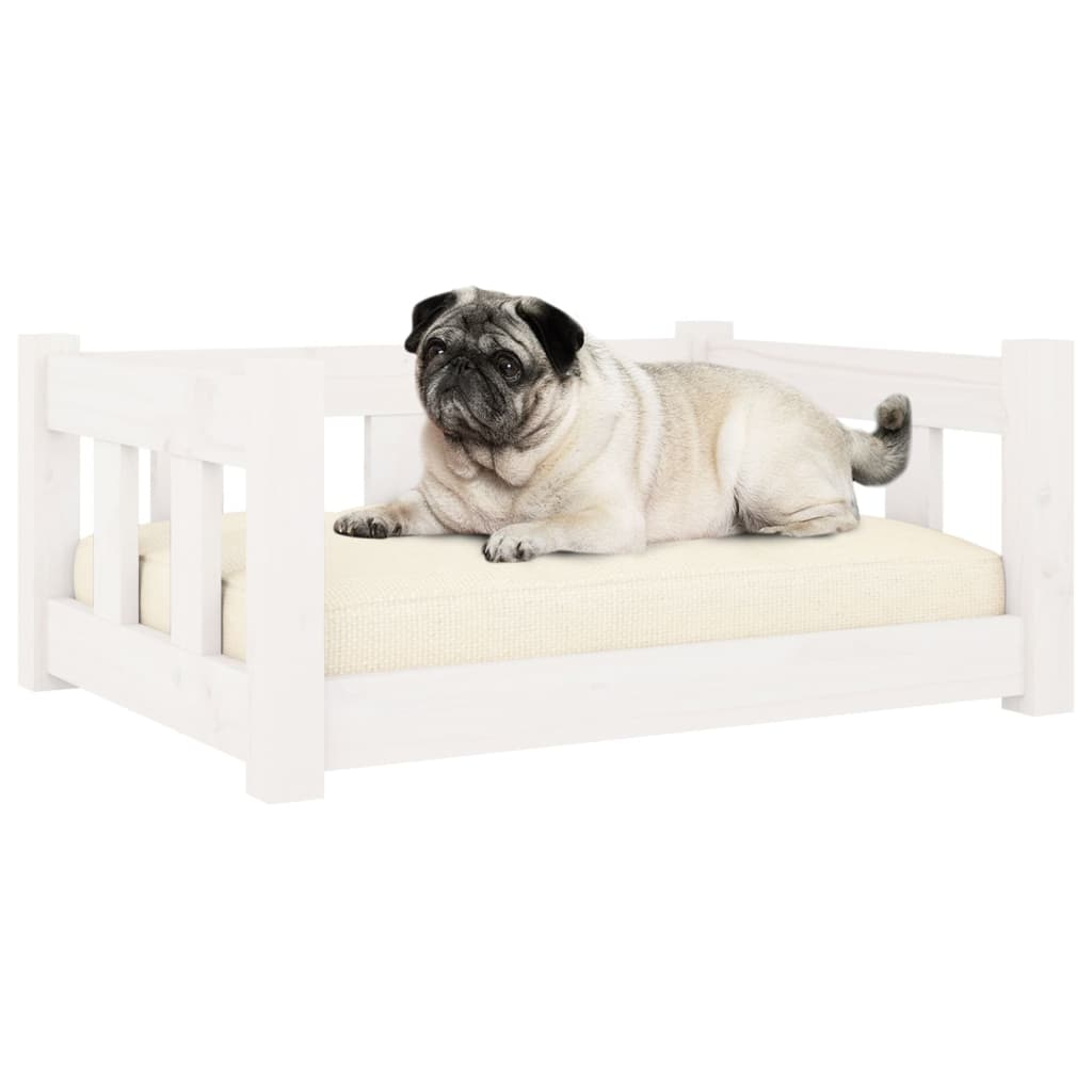 vidaXL Dog Bed White 25.8"x19.9"x11" | Solid Wood Pine Pet Sofa