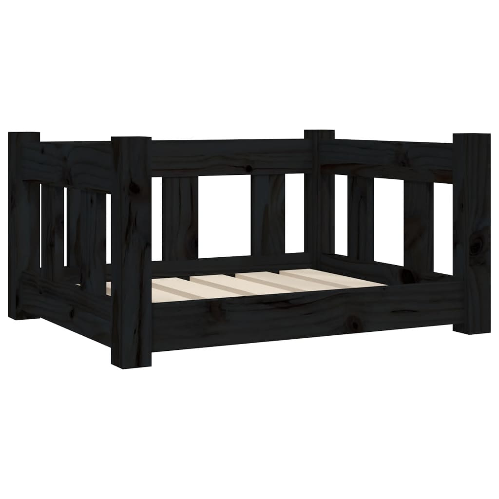 vidaXL Dog Bed Black 21.9"x17.9"x11" Solid Wood Pine - Comfortable & Stylish Pet Furniture