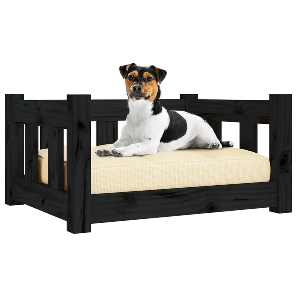 vidaXL Dog Bed Black 21.9"x17.9"x11" Solid Wood Pine - Comfortable & Stylish Pet Furniture